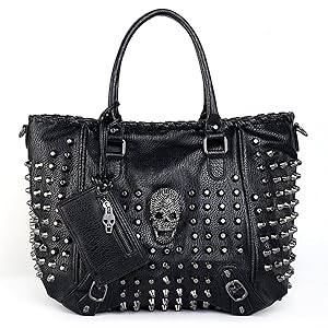バッグ OUAT shoulder bag steel UTO Women Skull Tote Bag Rivet Studded Handbag PU Leather